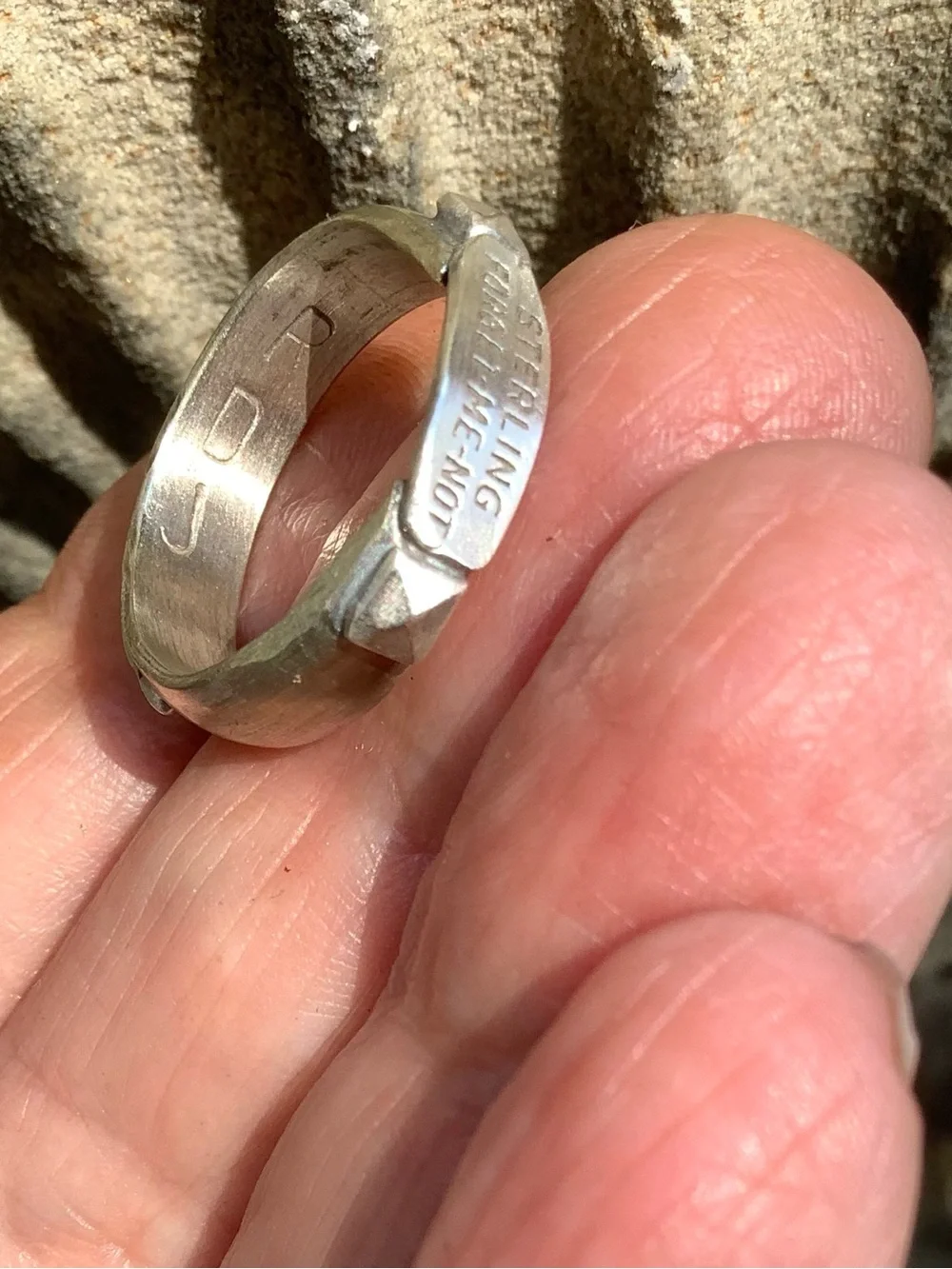 Sterling Forget-Me-Not Engraved Silver Ring , size 6